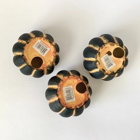 Ceramic Pumpkins Black Gourd Fall Halloween Home Decor Goth Whimsigoth Vintage - Picture 4 of 7